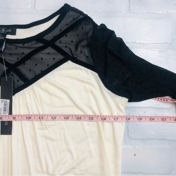 NWT August Silk Cream and Black Lace Top - Picture 9 of 16